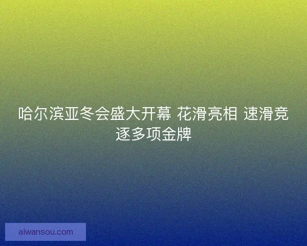 哈尔滨亚冬会盛大开幕 花滑亮相 速滑竞逐多项金牌