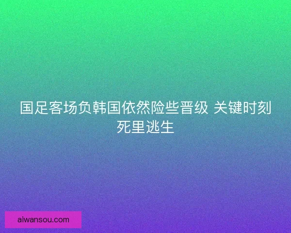 国足客场负韩国依然险些晋级 关键时刻死里逃生
